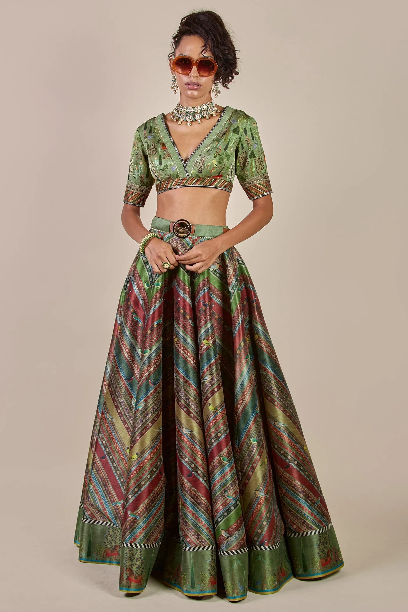 Sap Green Skirt Set