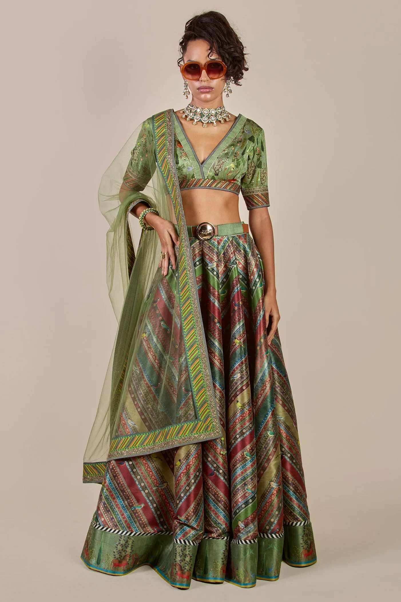 Sap Green Skirt Set