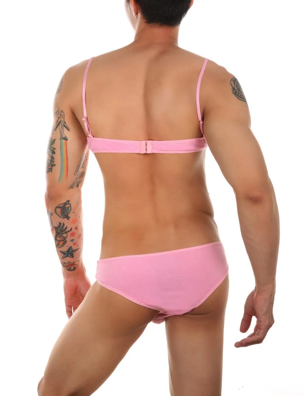 Scandals Men Pink Sissy Lace Bra Set - Sensual and Sophisticated Lingerie
