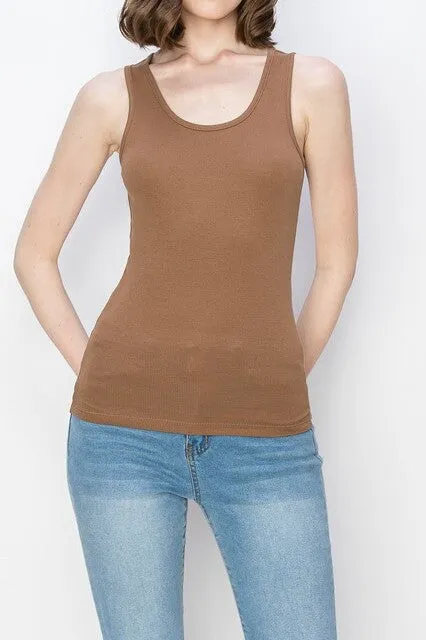 Scoop Neck Ribbed Tank Top – Mini Ribbed Cotton Blend Design ZTRT229C76 $4Each