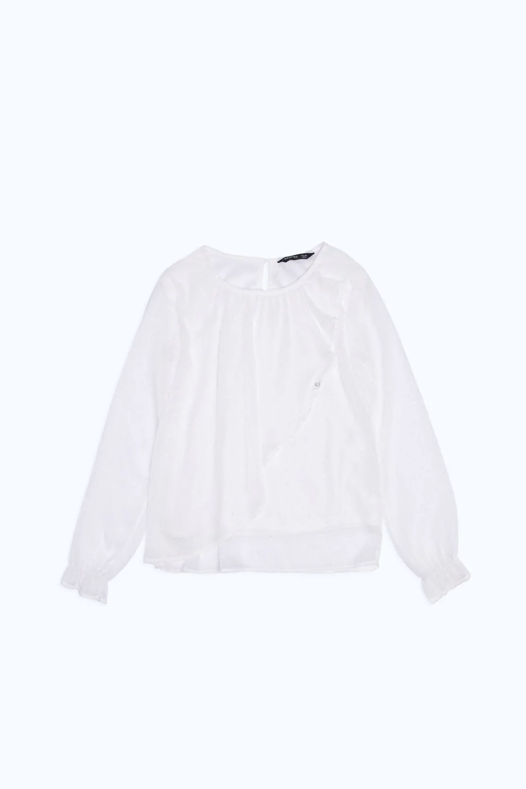 Senior Girls White Front Ruffled Blouse