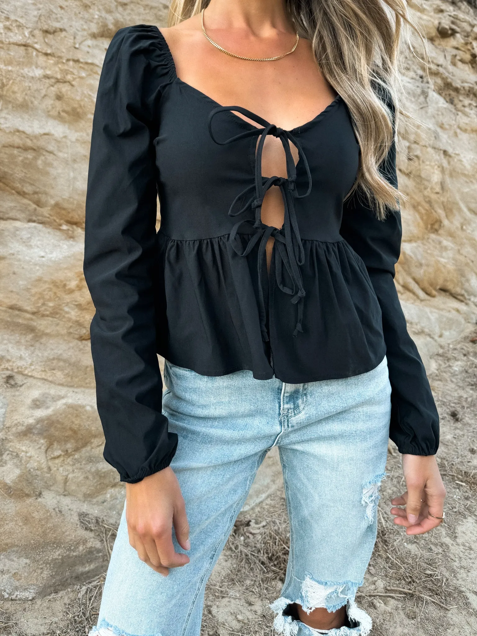 Seona Peplum Tie Top