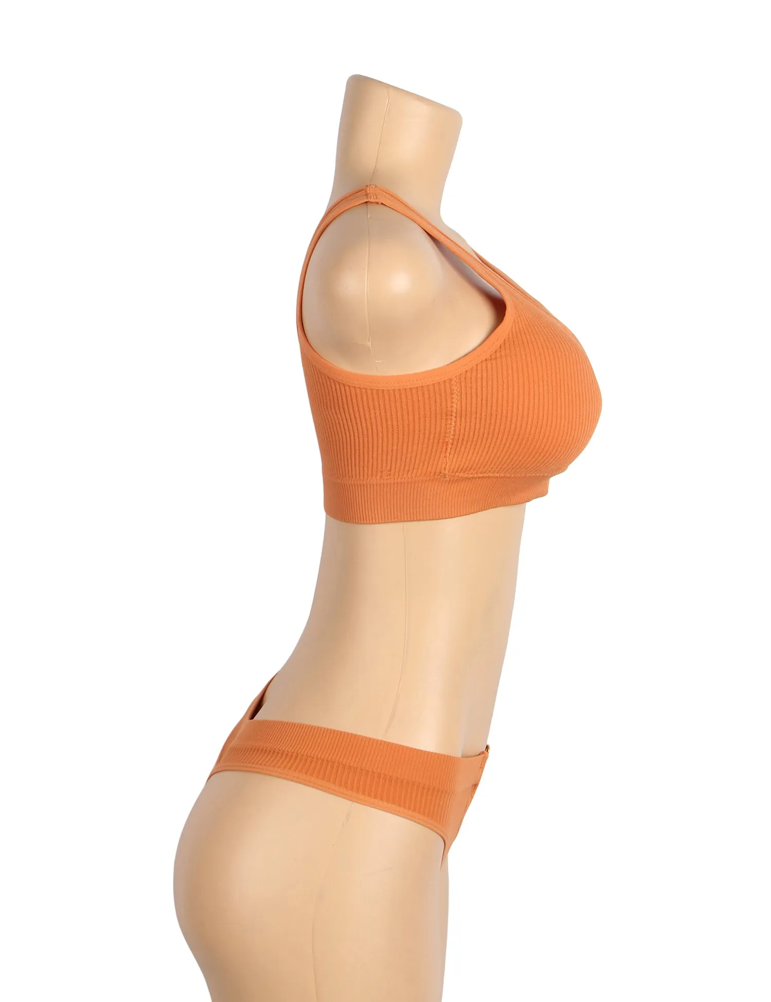 Sexy Hollow Heart Buckles Knitted Seamless Bra Set Egypt