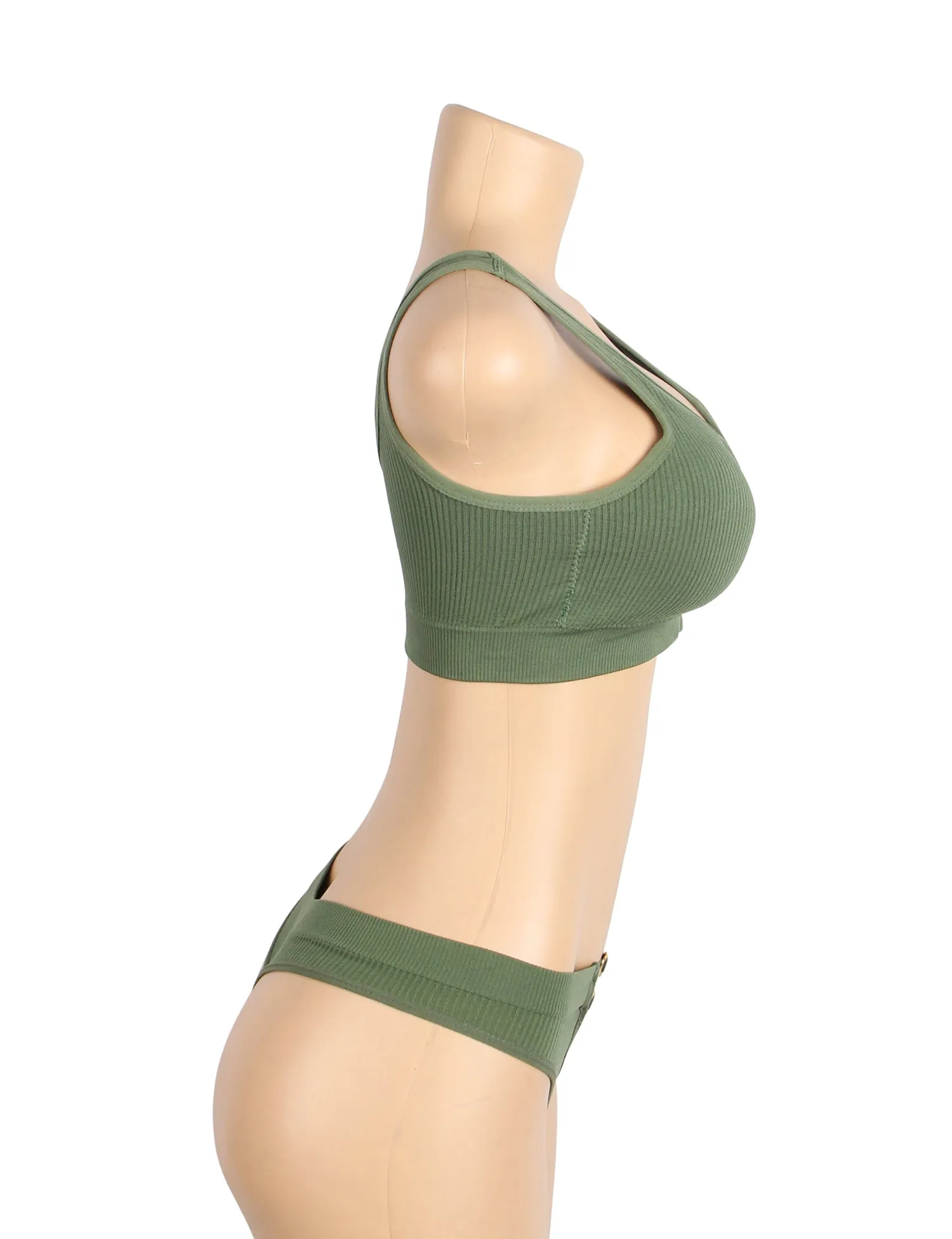 Sexy Hollow Heart Buckles Knitted Seamless Bra Set Egypt