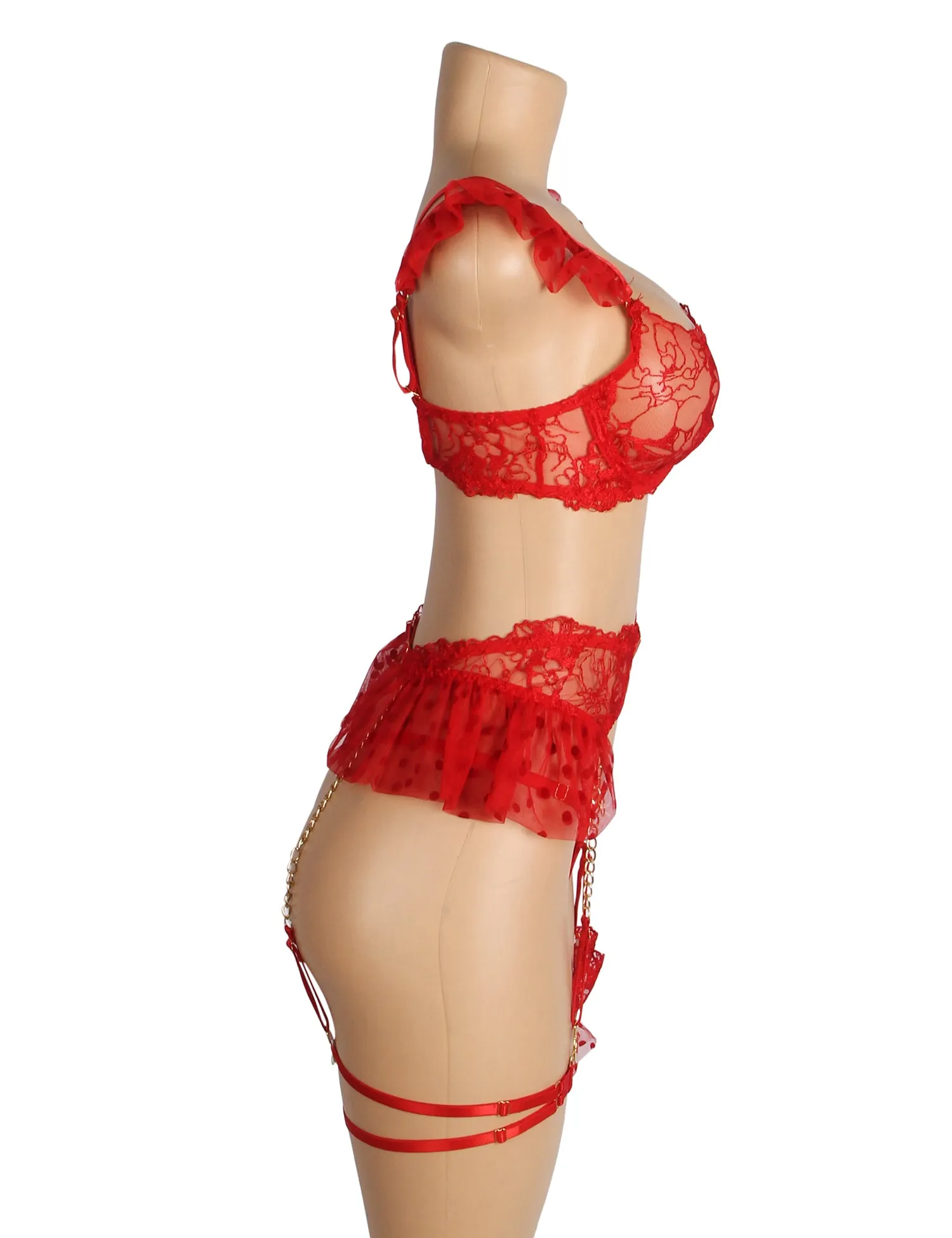 Sexy Lace Garter Bra Panty Set