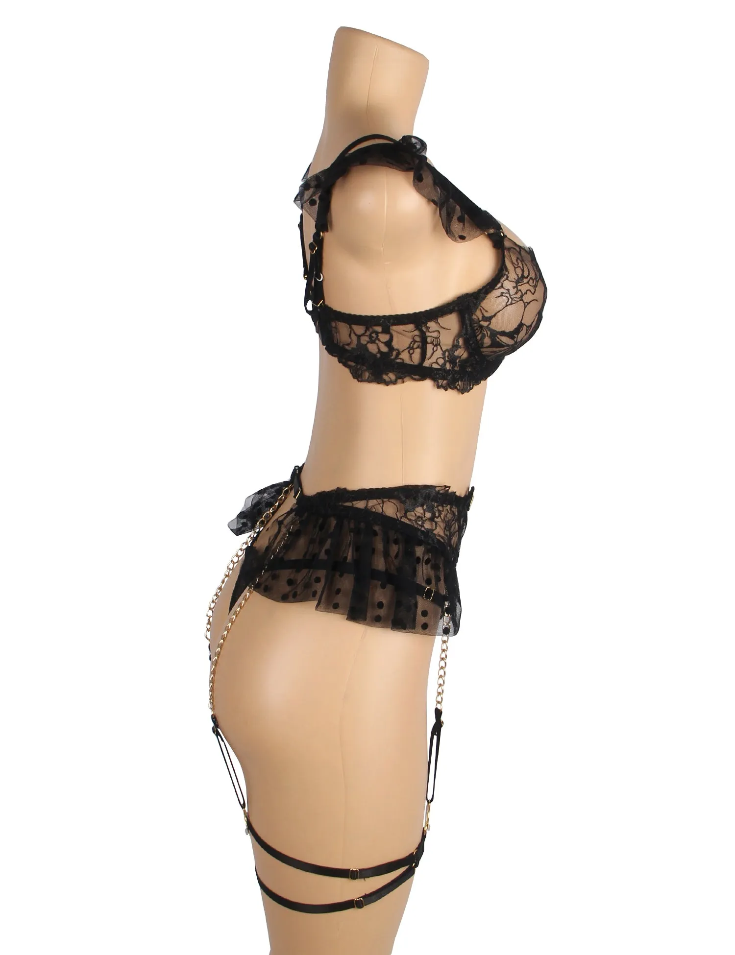 Sexy Lace Garter Bra Panty Set