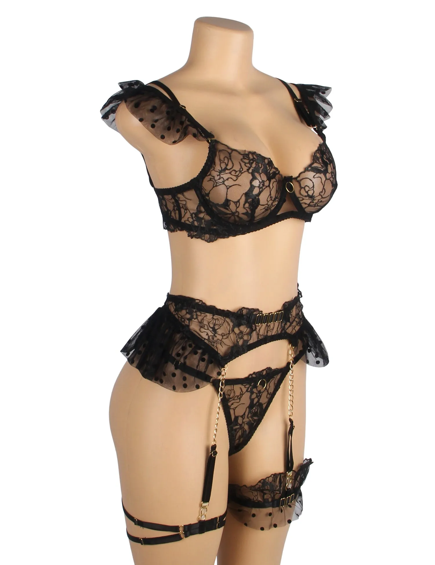 Sexy Lace Garter Bra Panty Set