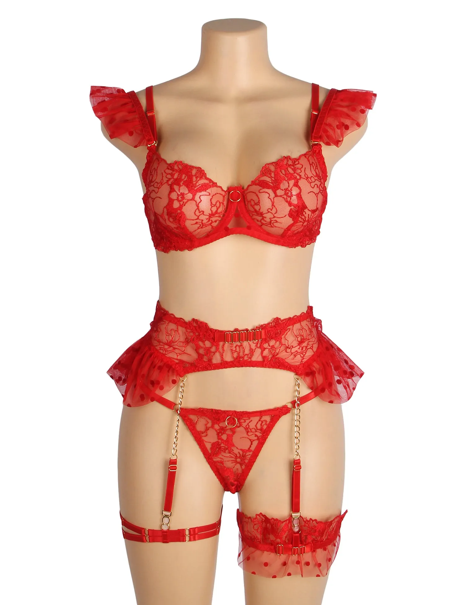 Sexy Lace Garter Bra Panty Set