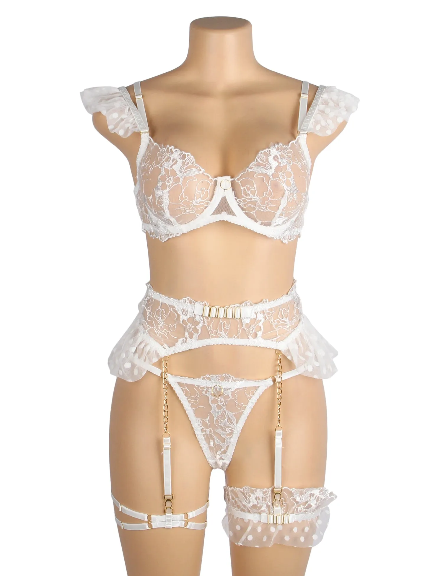 Sexy Lace Garter Bra Panty Set