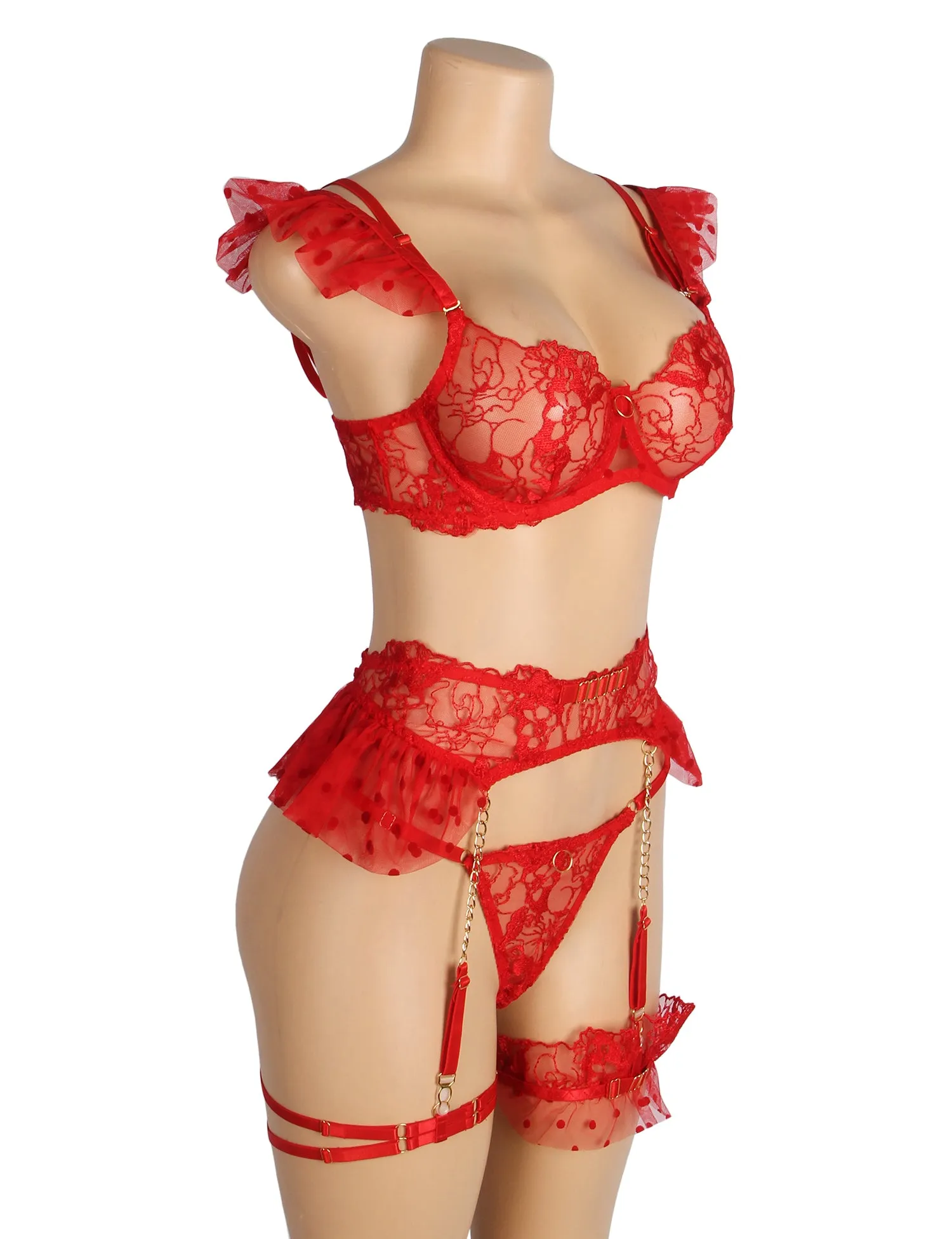 Sexy Lace Garter Bra Panty Set