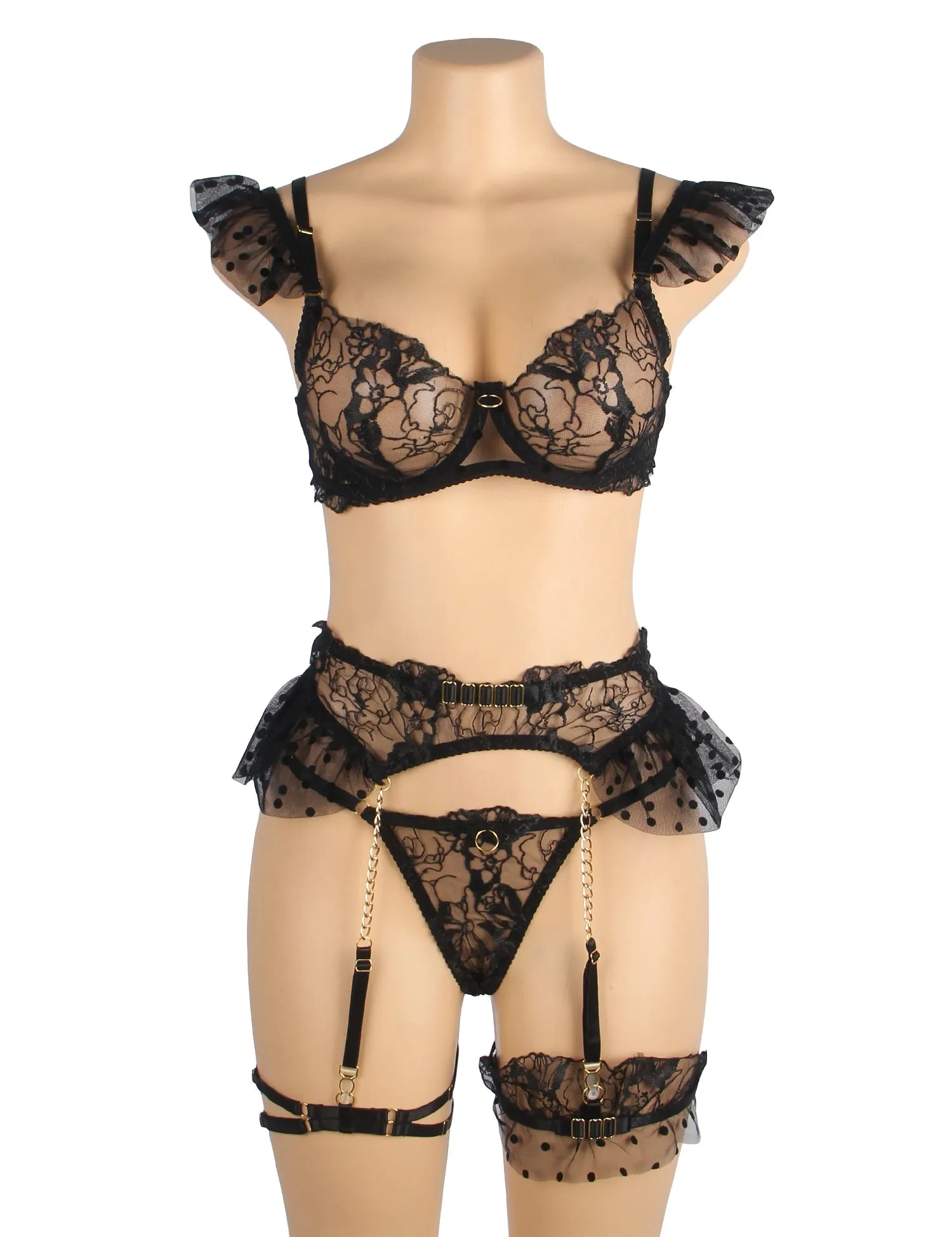Sexy Lace Garter Bra Panty Set
