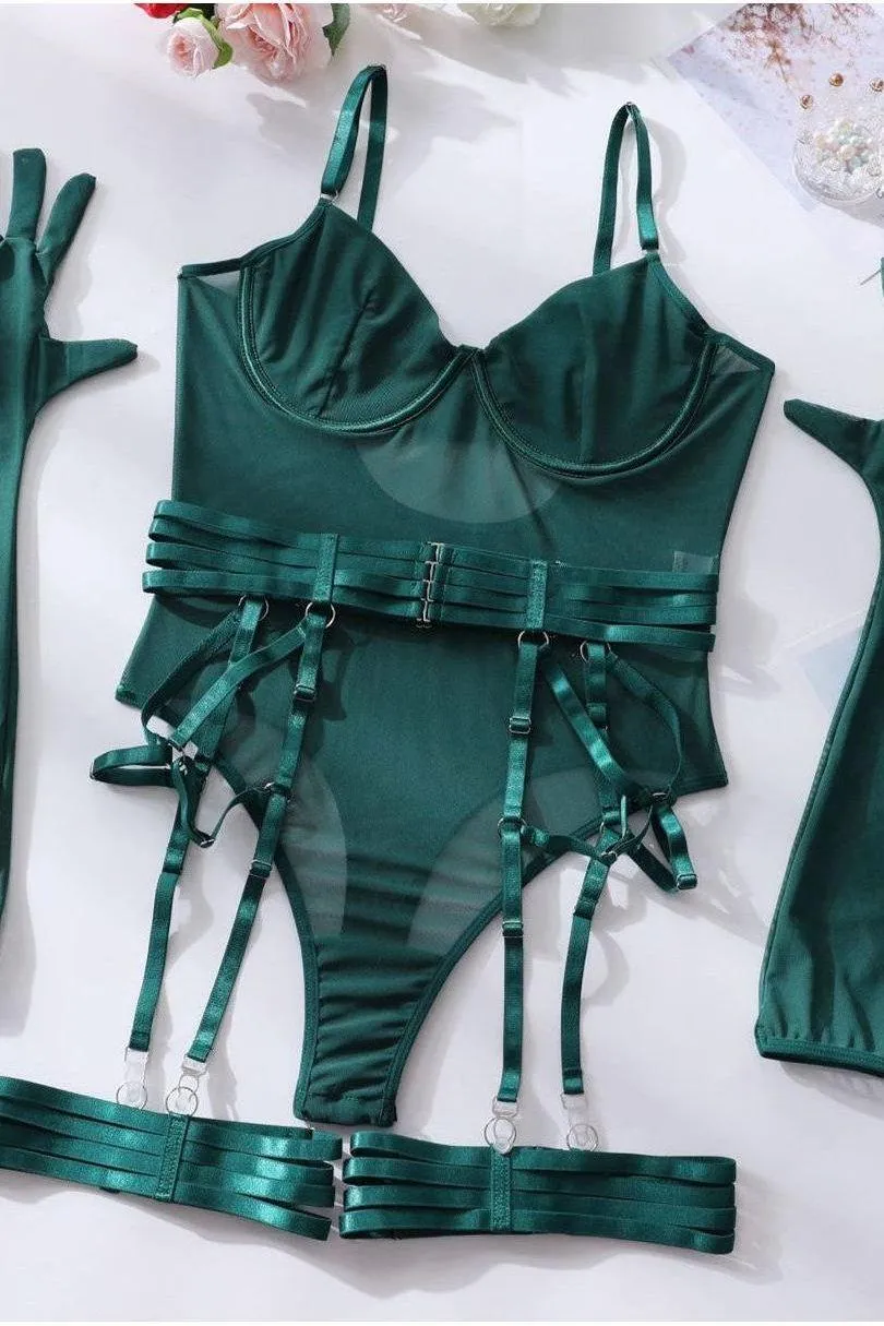 sexy one-piece bodysuit with gloves