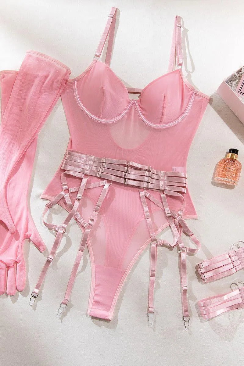 sexy one-piece bodysuit with gloves