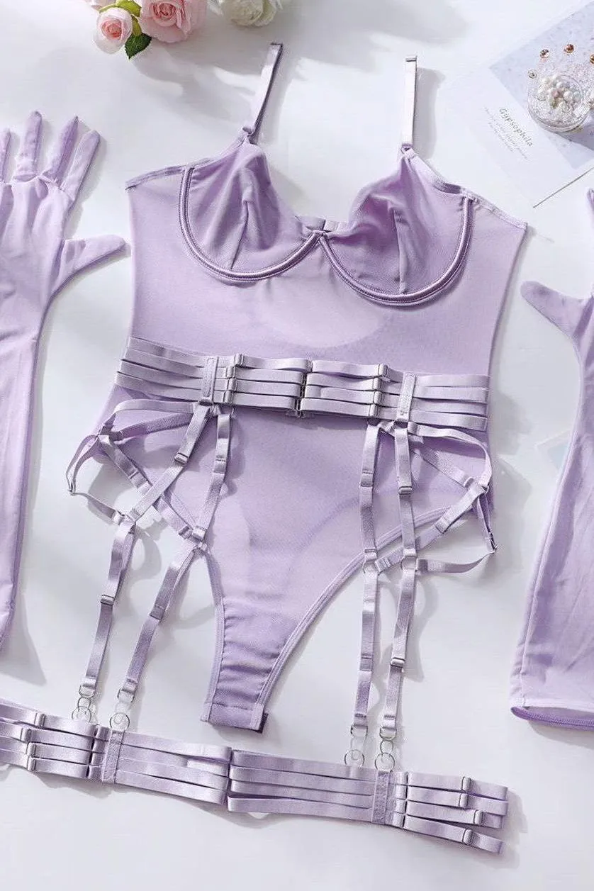 sexy one-piece bodysuit with gloves