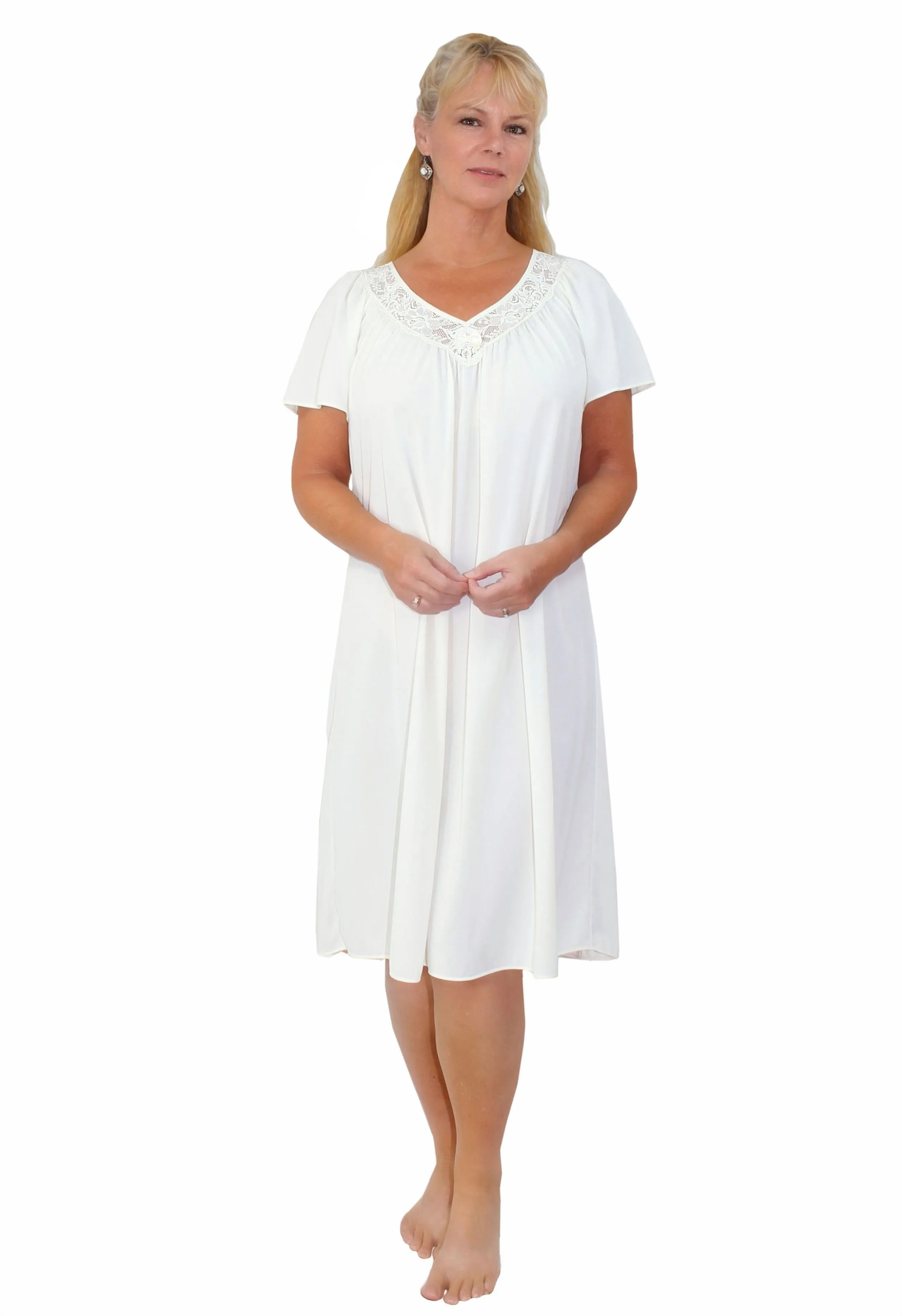 Shadowline Twilight 40 Inch Short Sleeve Nylon Nightgown 36150
