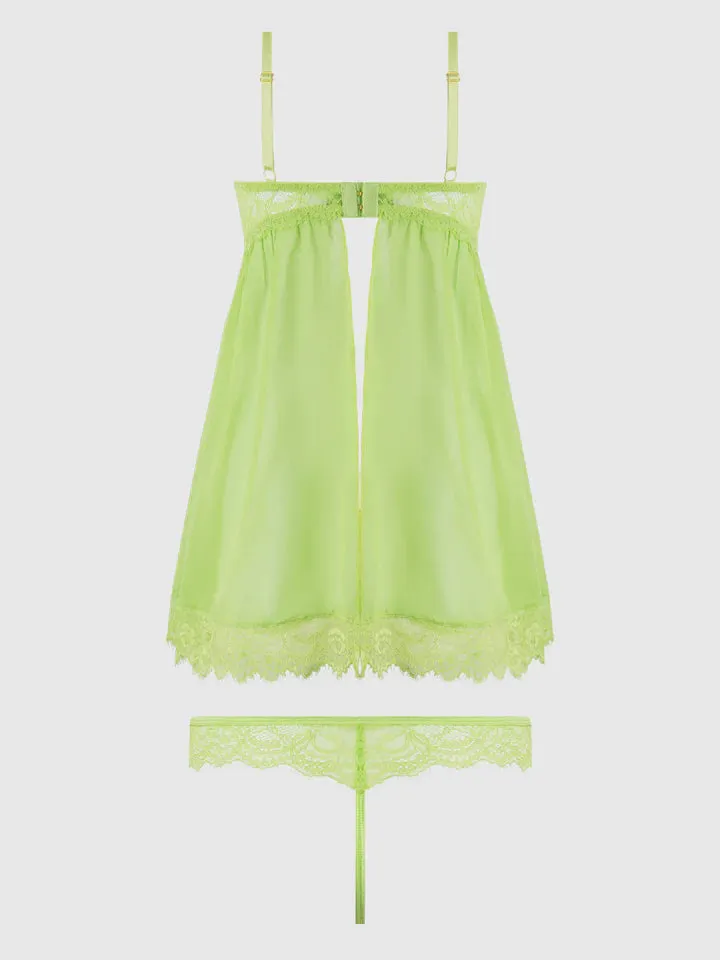 Shavon Mesh Thong In Lime Green - House of Desire