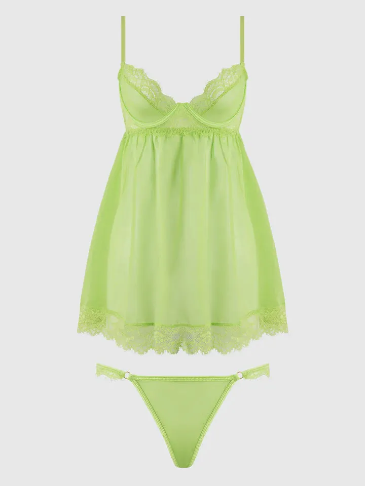 Shavon Mesh Thong In Lime Green - House of Desire