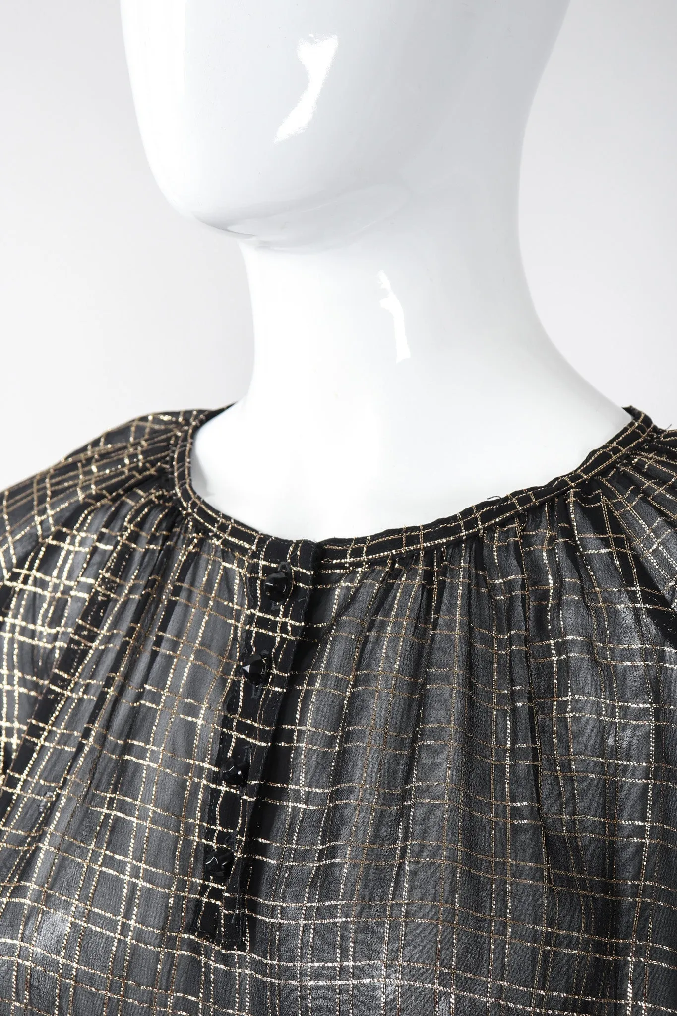 Sheer Lamé Double Grid Blouse