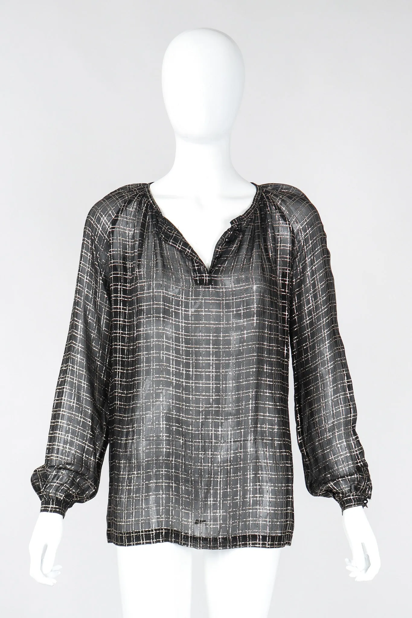 Sheer Lamé Double Grid Blouse