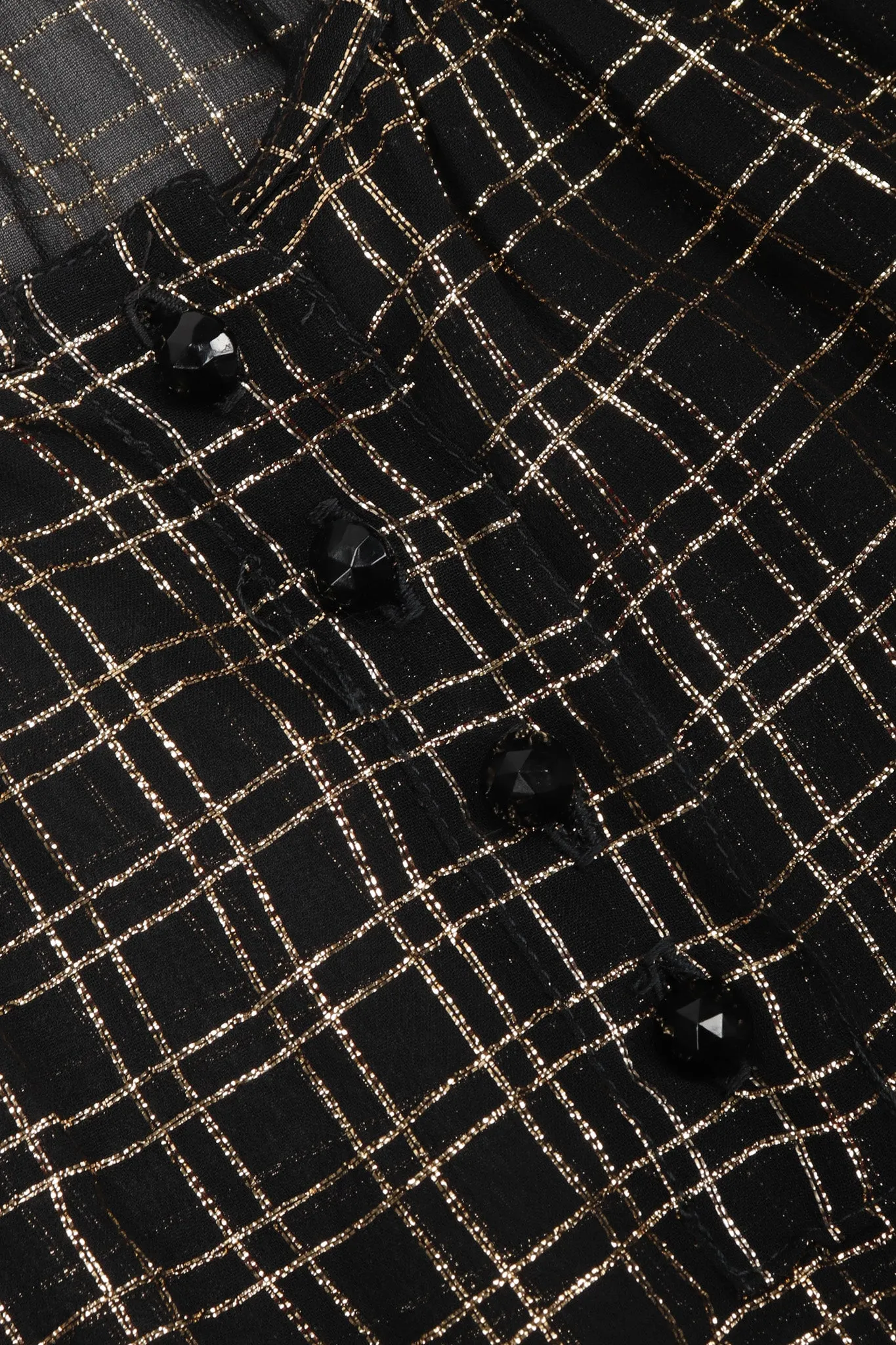 Sheer Lamé Double Grid Blouse