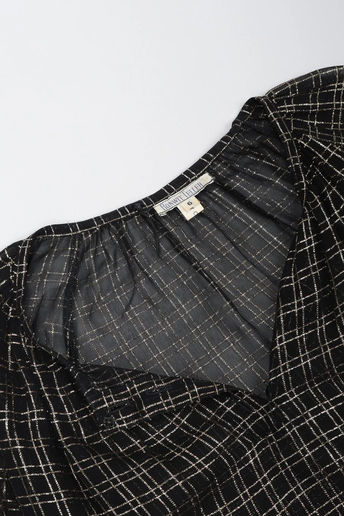 Sheer Lamé Double Grid Blouse