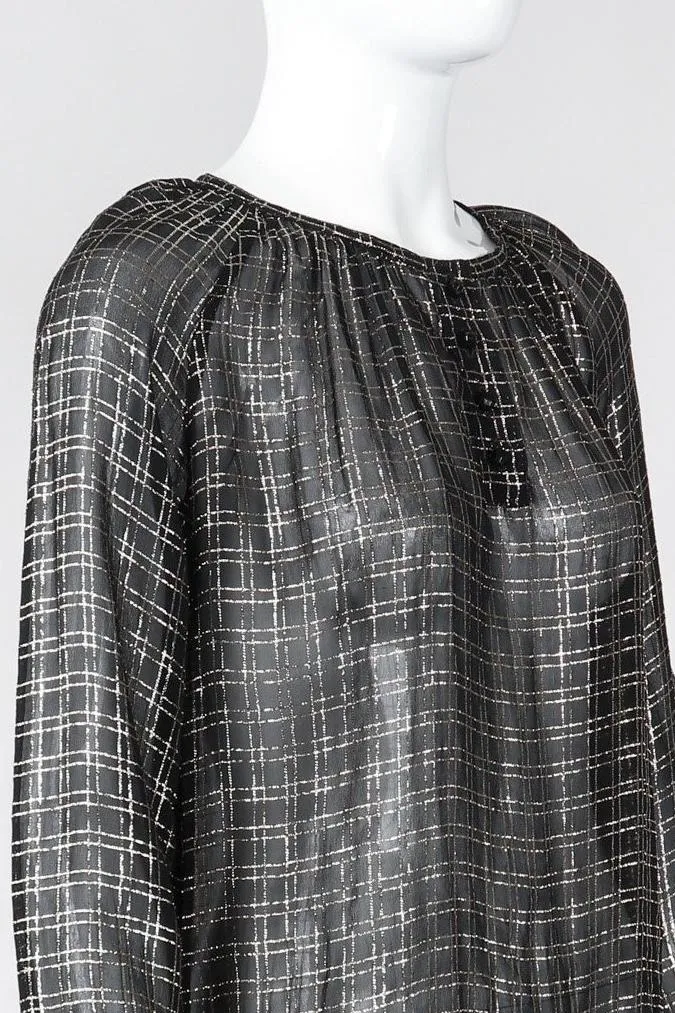 Sheer Lamé Double Grid Blouse