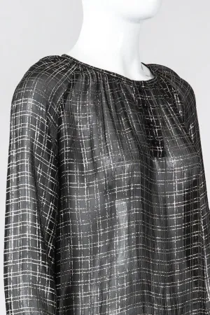 Sheer Lamé Double Grid Blouse