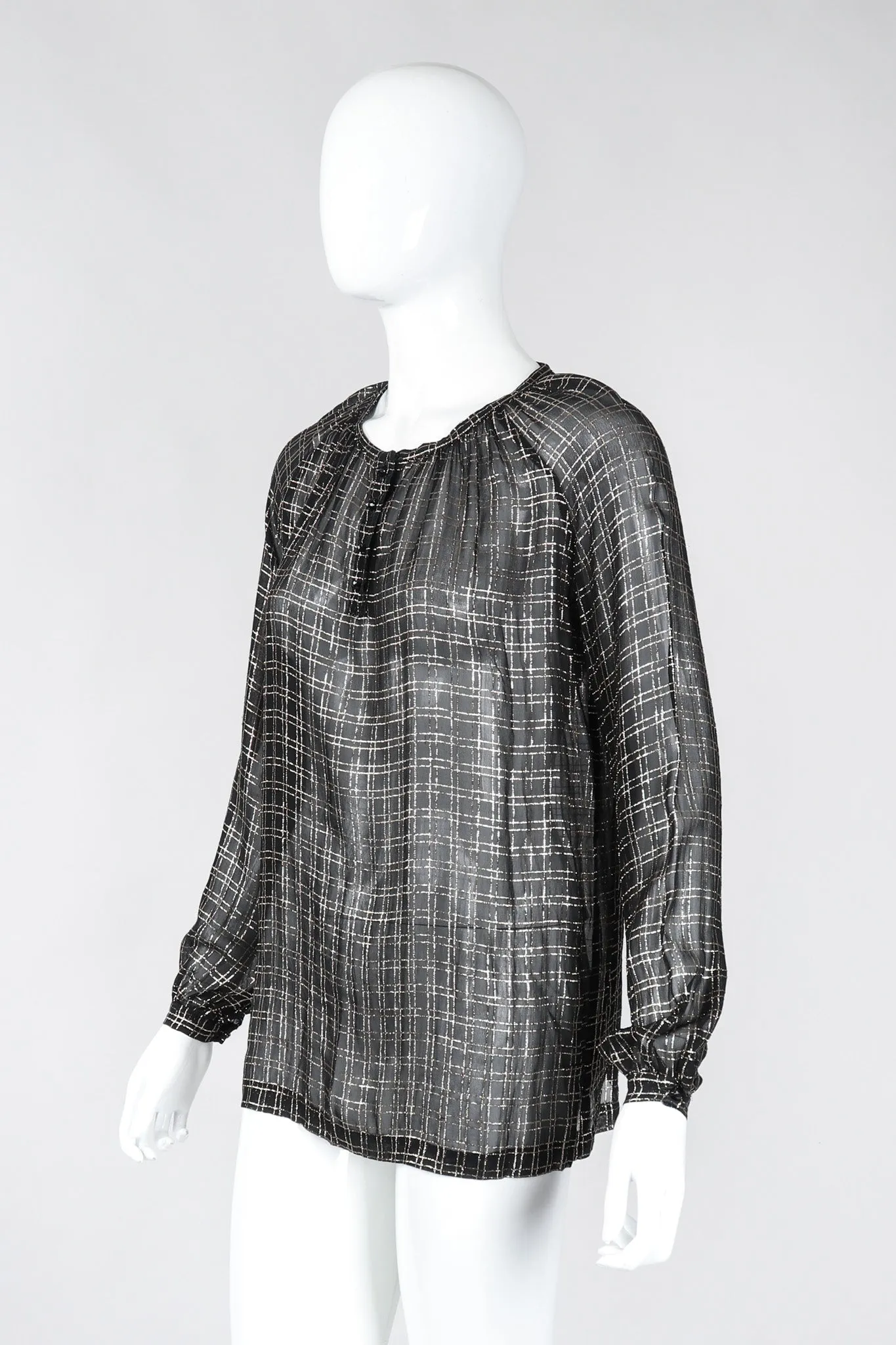 Sheer Lamé Double Grid Blouse
