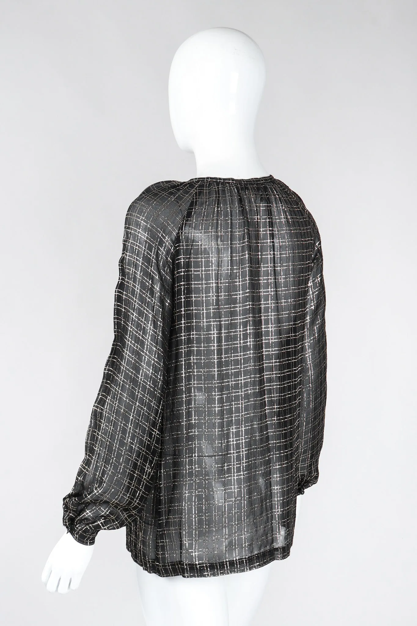 Sheer Lamé Double Grid Blouse