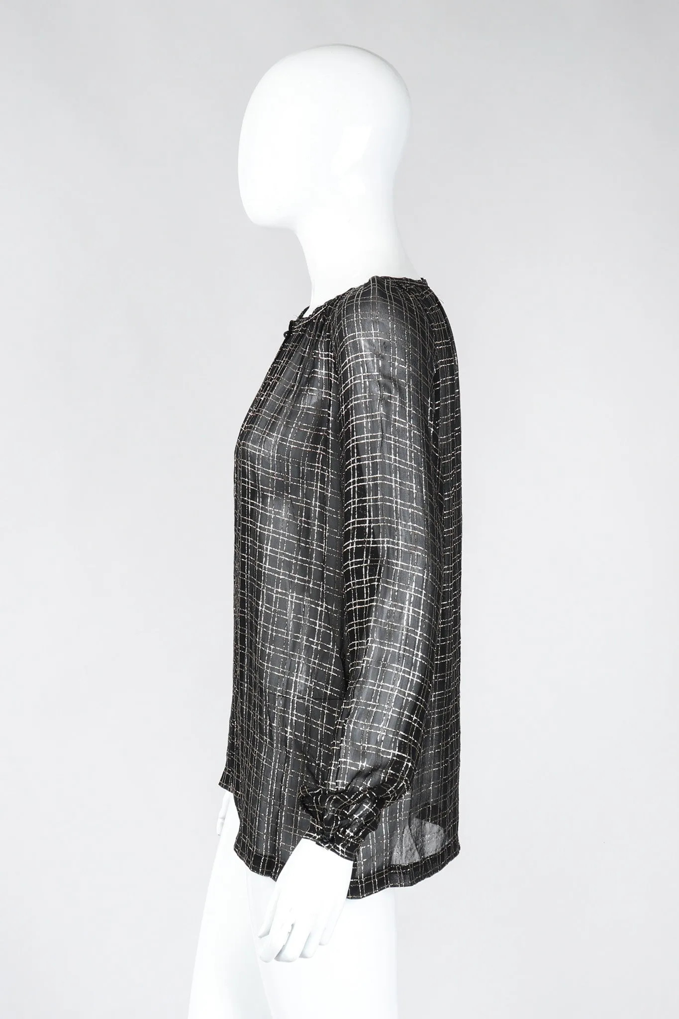 Sheer Lamé Double Grid Blouse