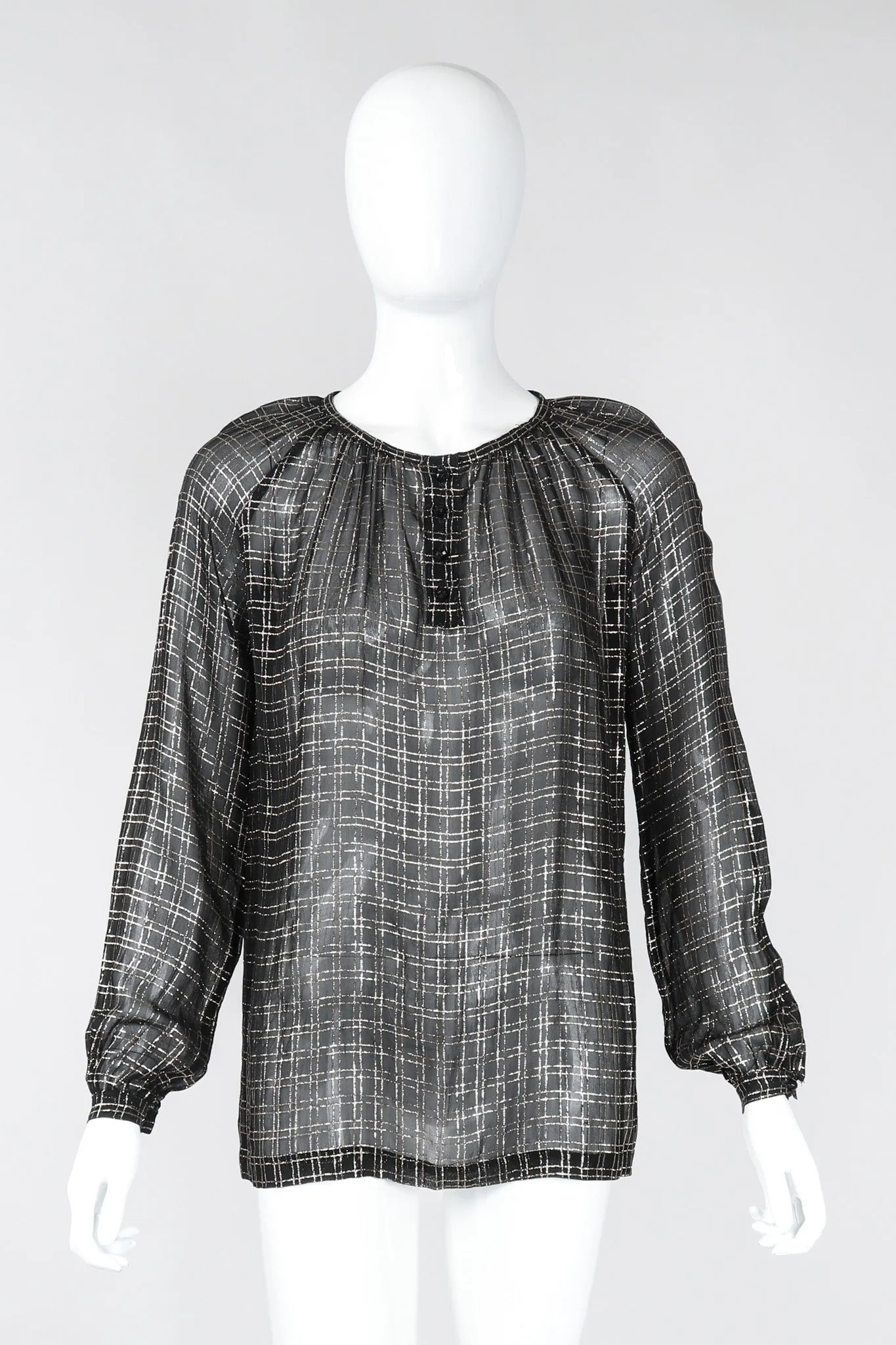 Sheer Lamé Double Grid Blouse