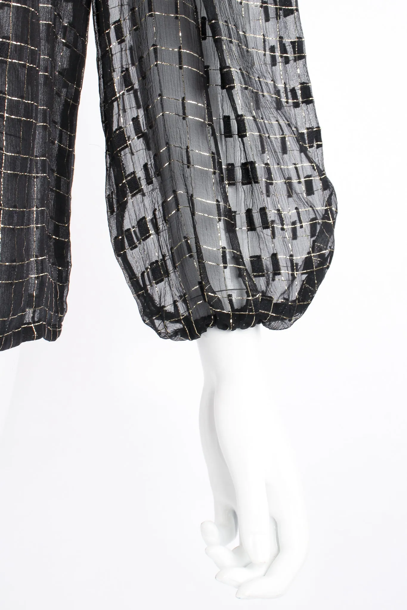 Sheer Ruffle Collar Lamé Blouse