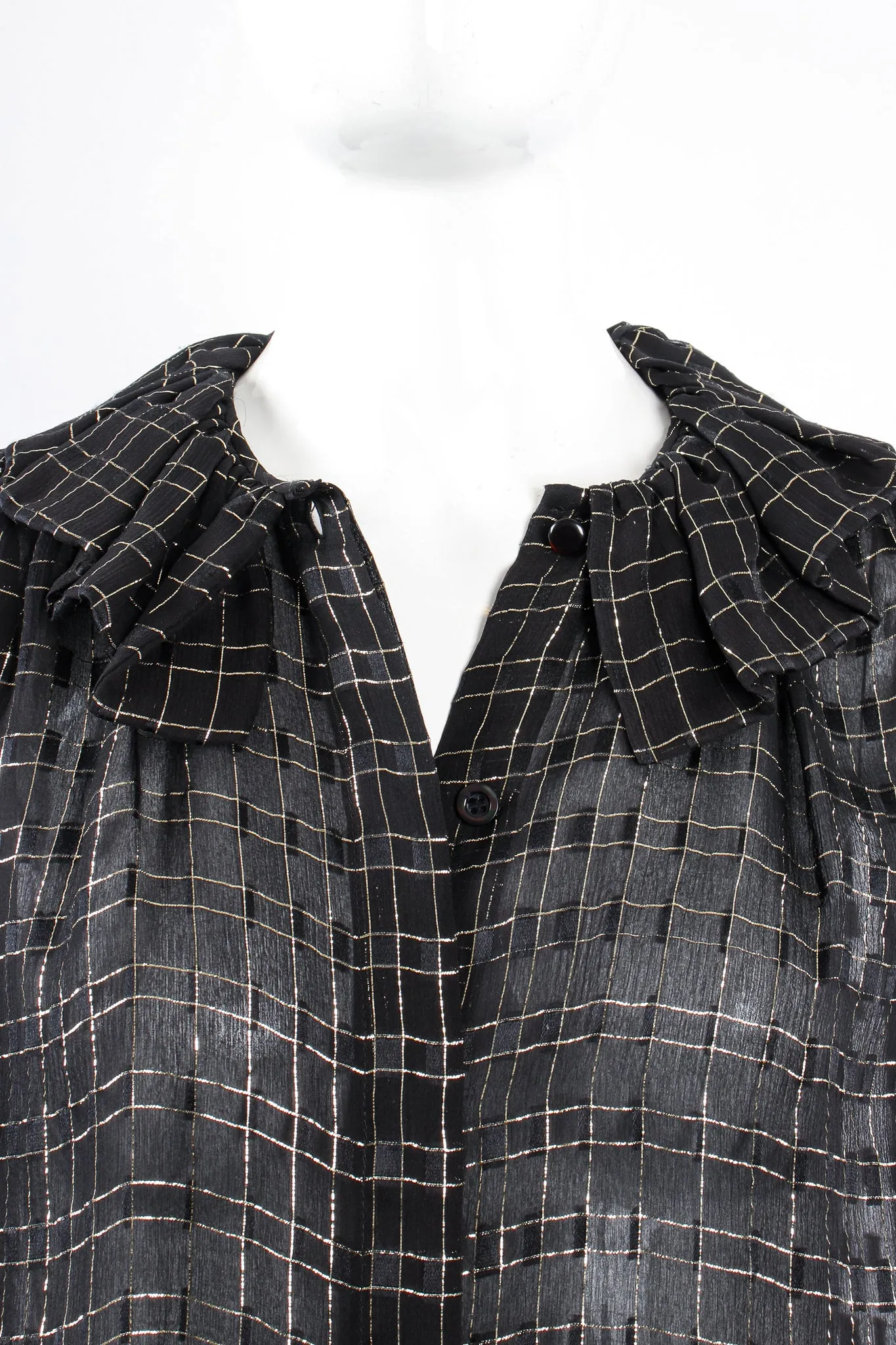 Sheer Ruffle Collar Lamé Blouse