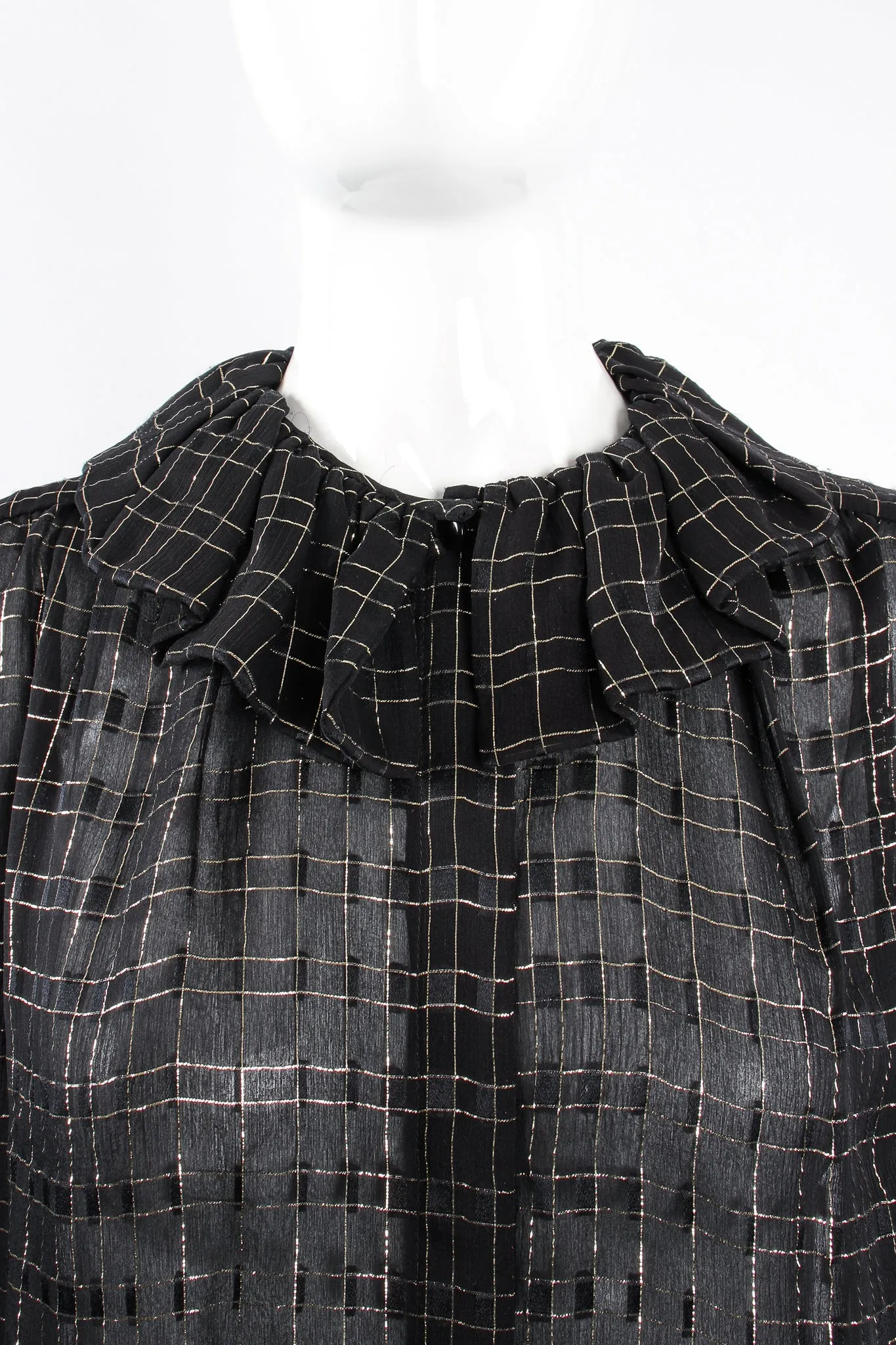 Sheer Ruffle Collar Lamé Blouse