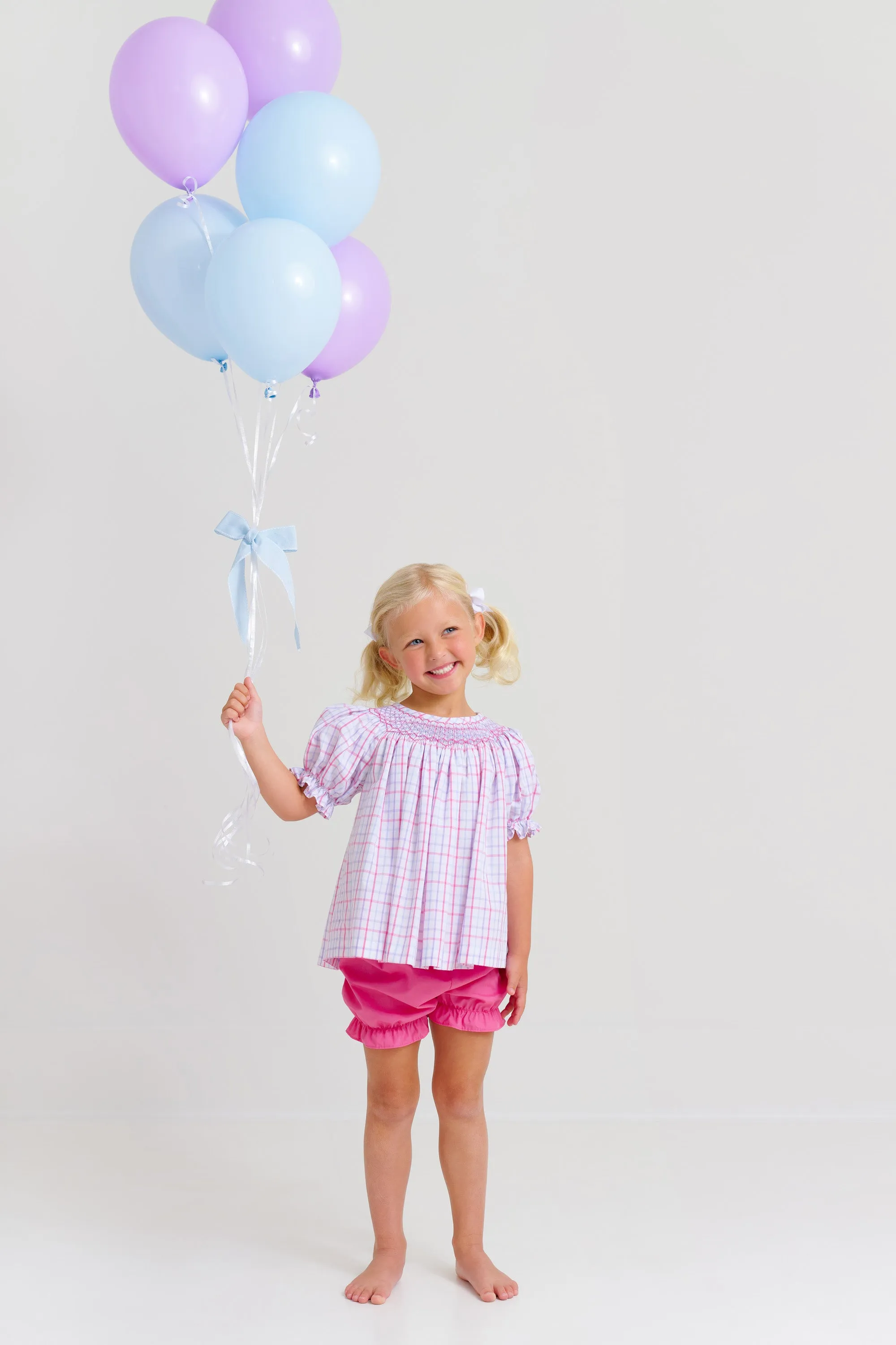 Short Sleeve Bettye Sue Smocked Top - Winter Park Windowpane