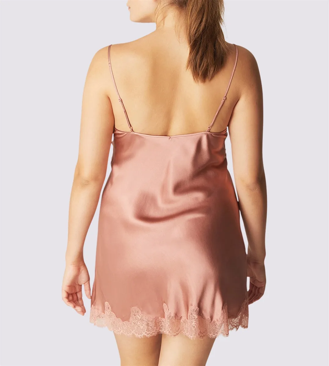 Simone Perele Nocturne Silk Chemise - Rose Victoria