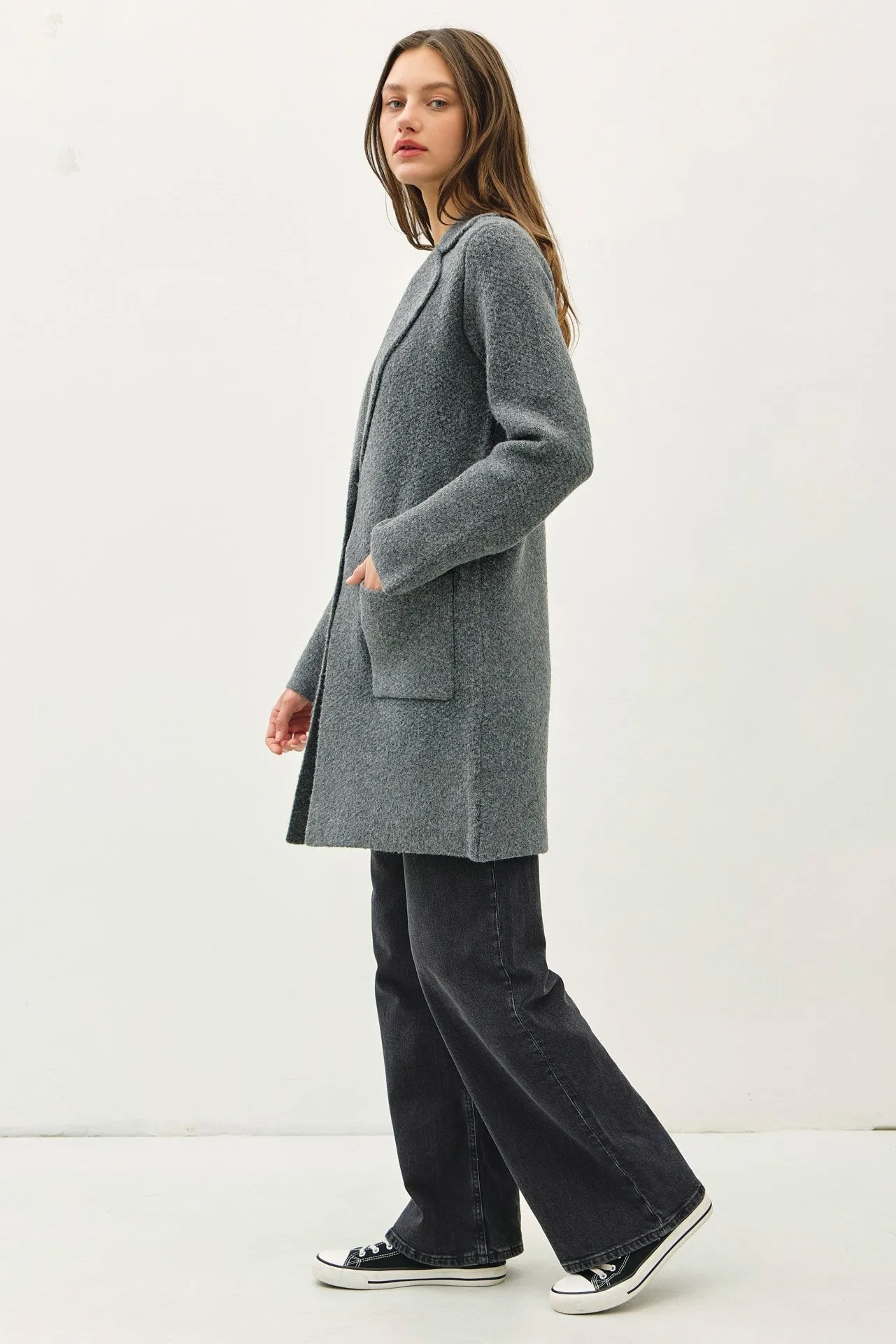 Single Button Sweater Coat