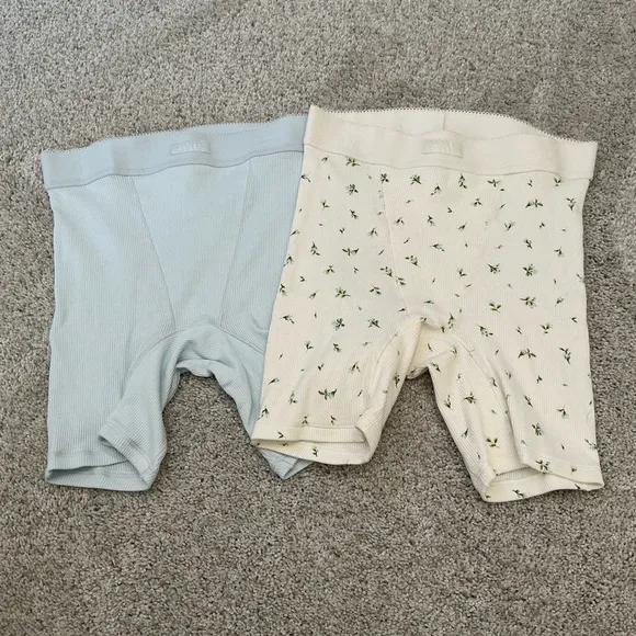 SKIMS Cotton Rib Boxer 2 Pack | Size XXS