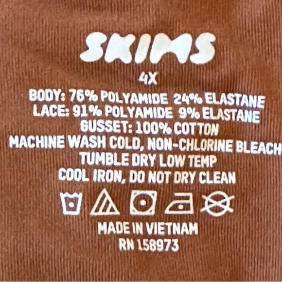 SKIMS Fits Everybody Lace-Trim Onesie, Bronze, Size 4X