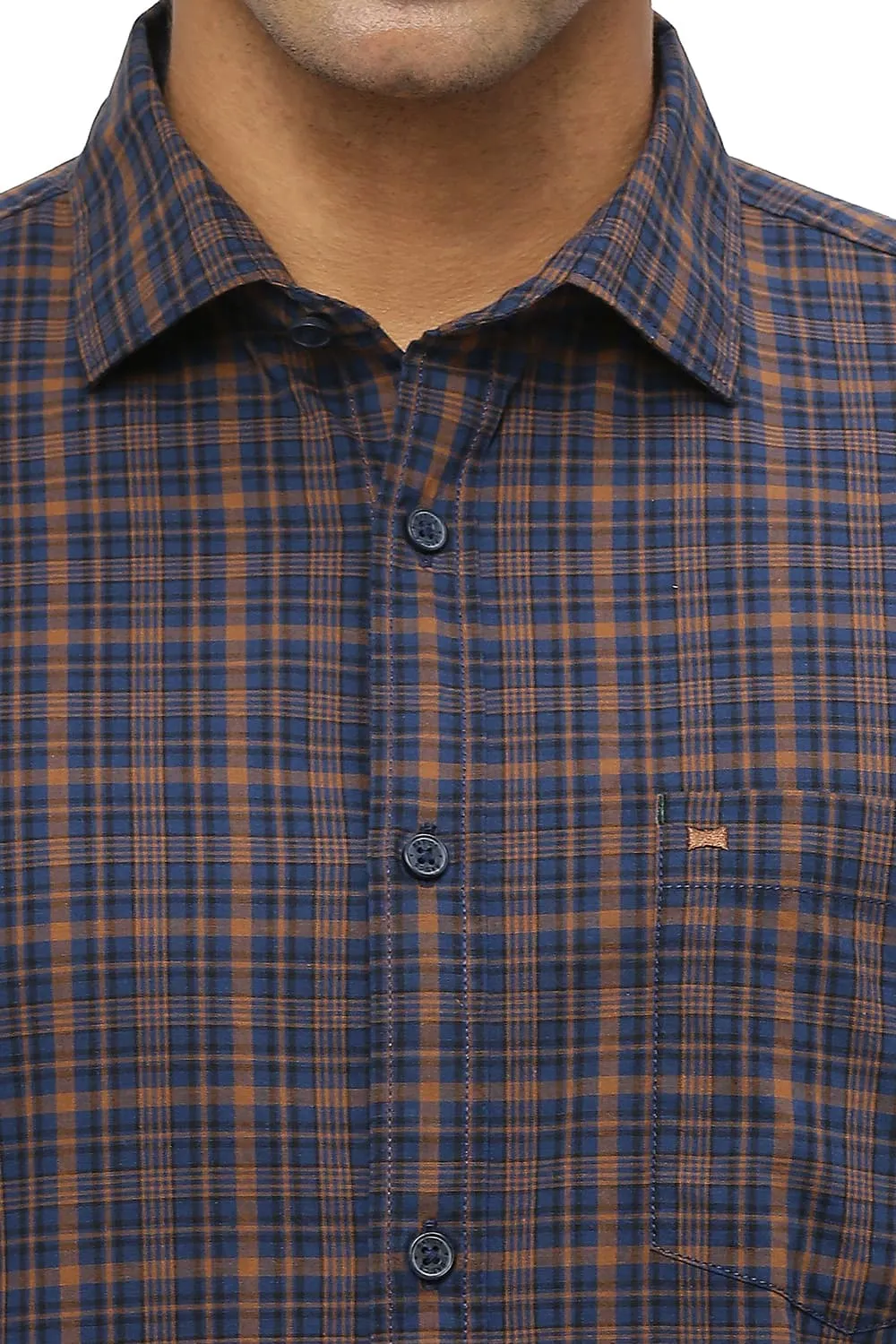 Slim Fit Cotton Checks Shirt