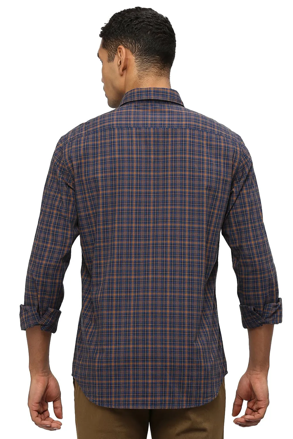 Slim Fit Cotton Checks Shirt