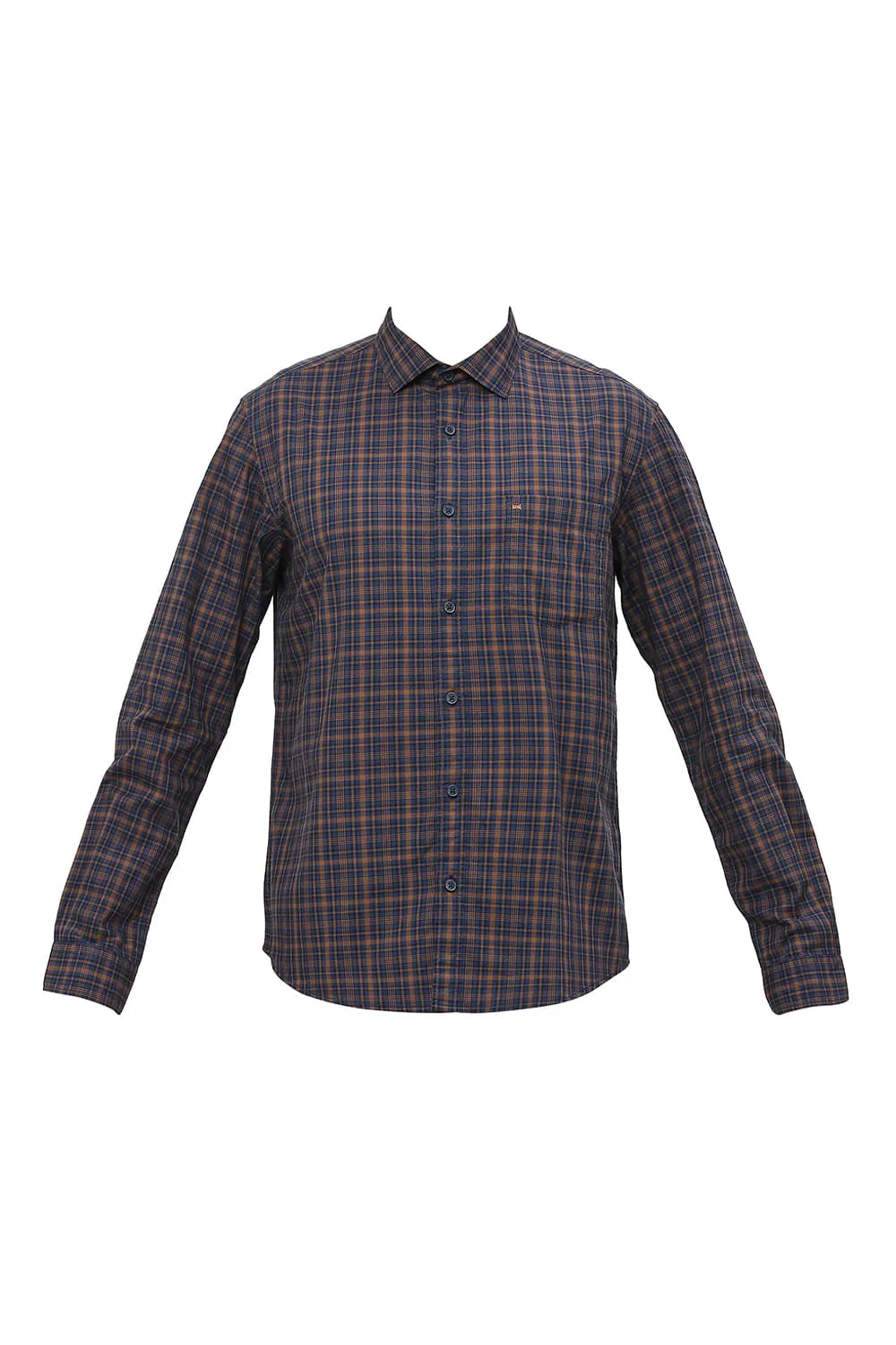 Slim Fit Cotton Checks Shirt