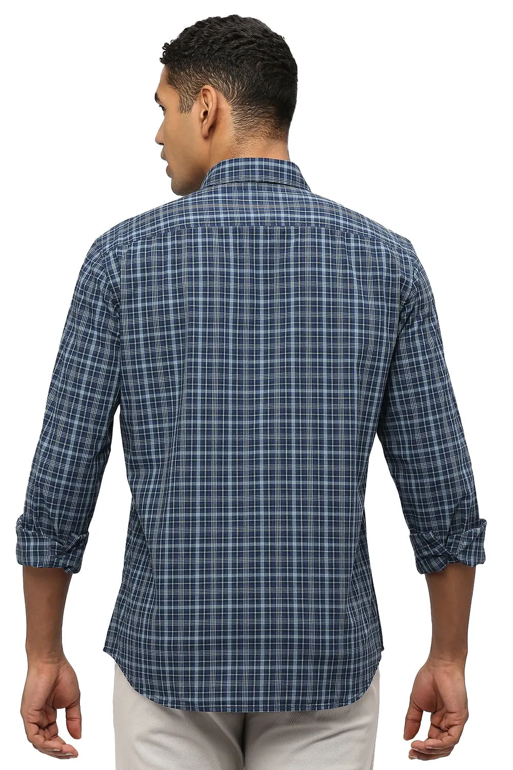 Slim Fit Cotton Checks Shirt