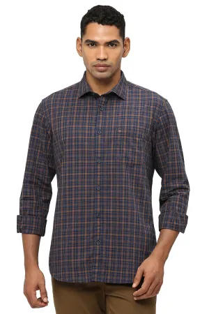 Slim Fit Cotton Checks Shirt