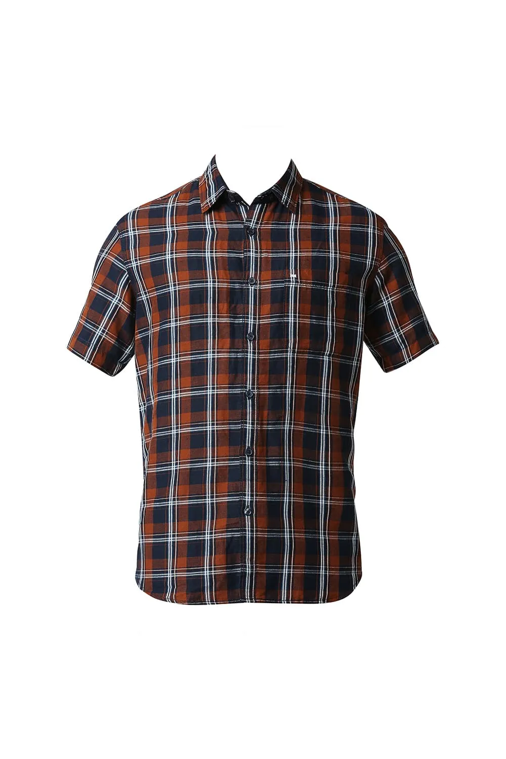 Slim Fit Cotton Linen Checks Halfsleeves Shirt