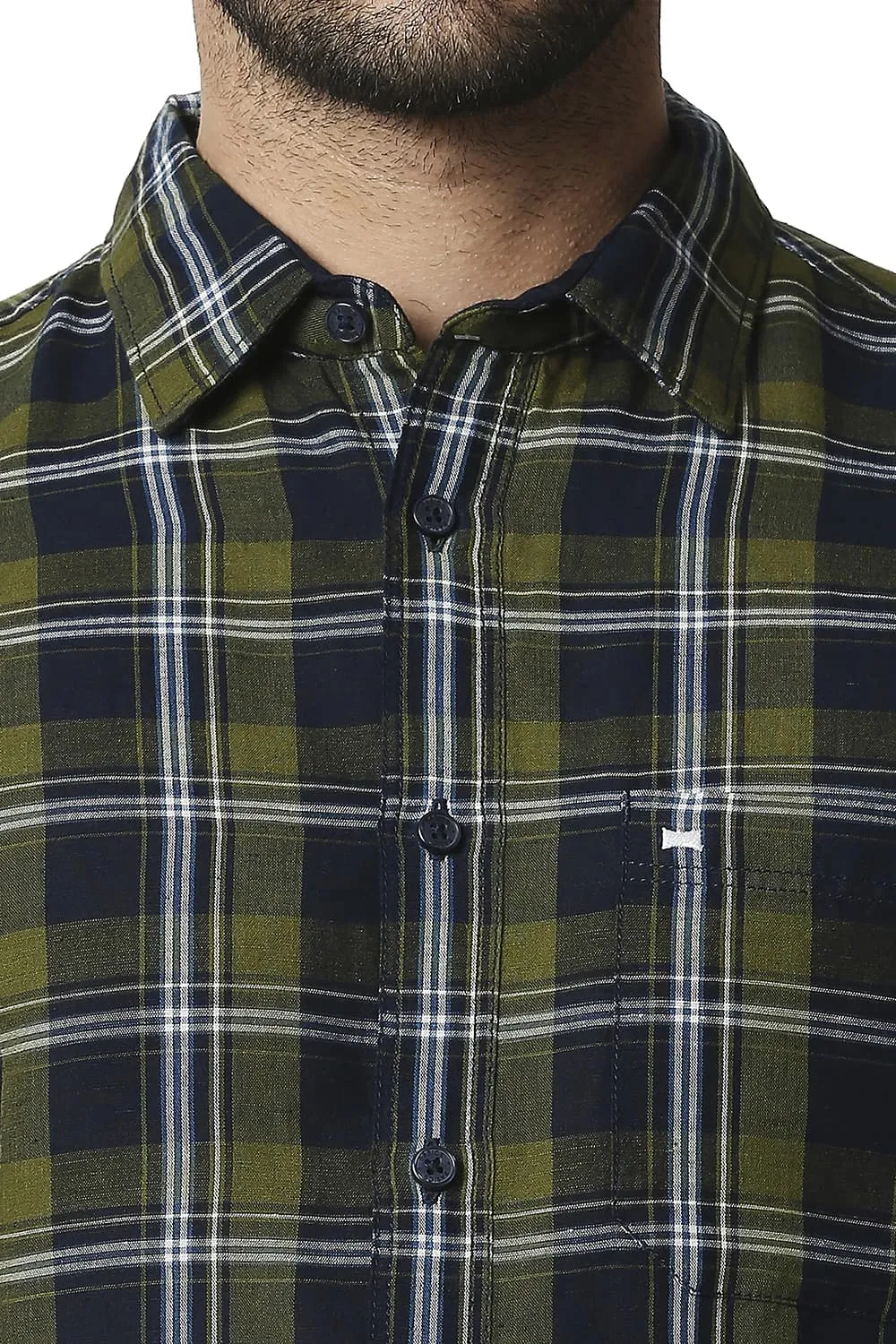 Slim Fit Cotton Linen Checks Shirt