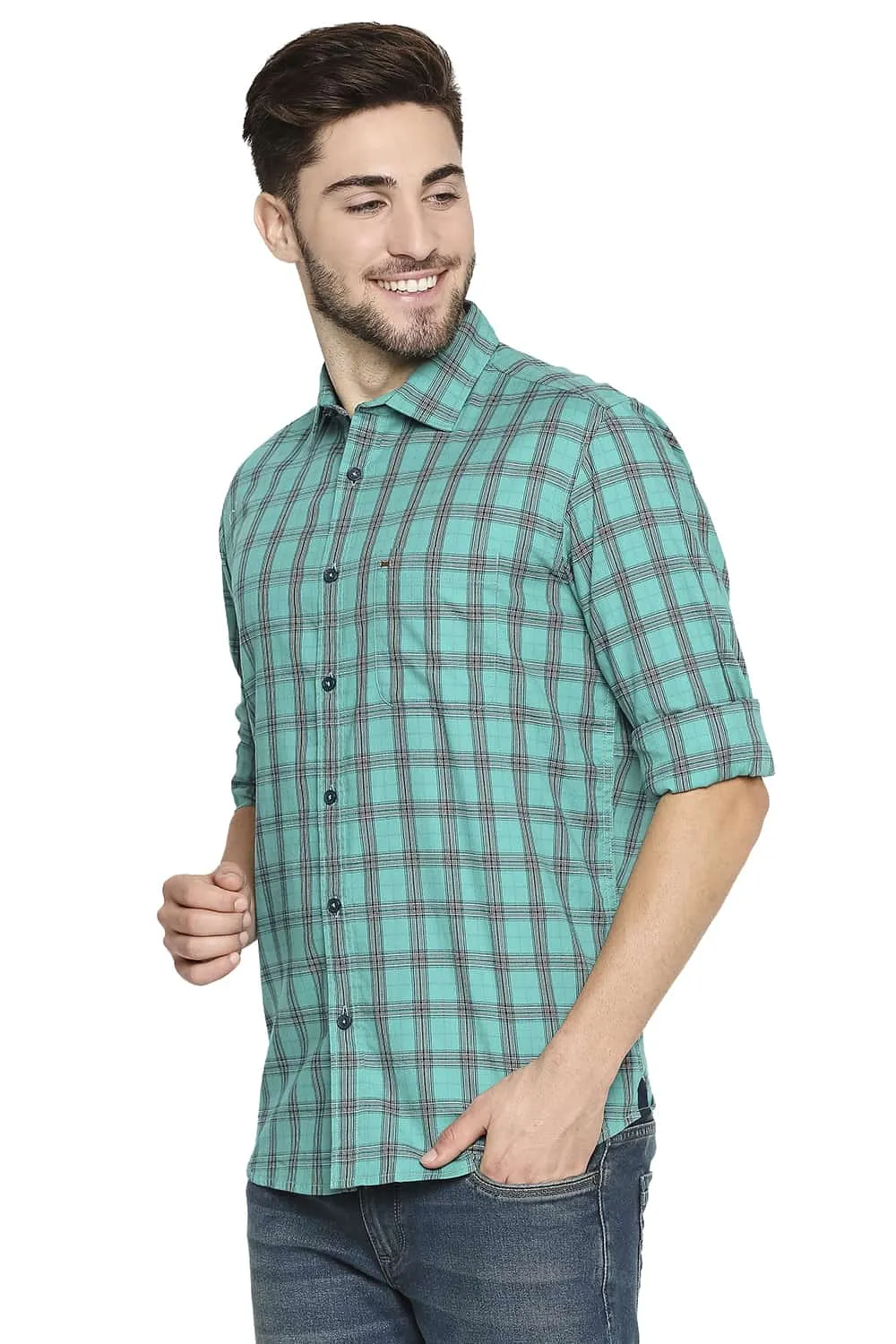 Slim Fit Twill Checks Shirt