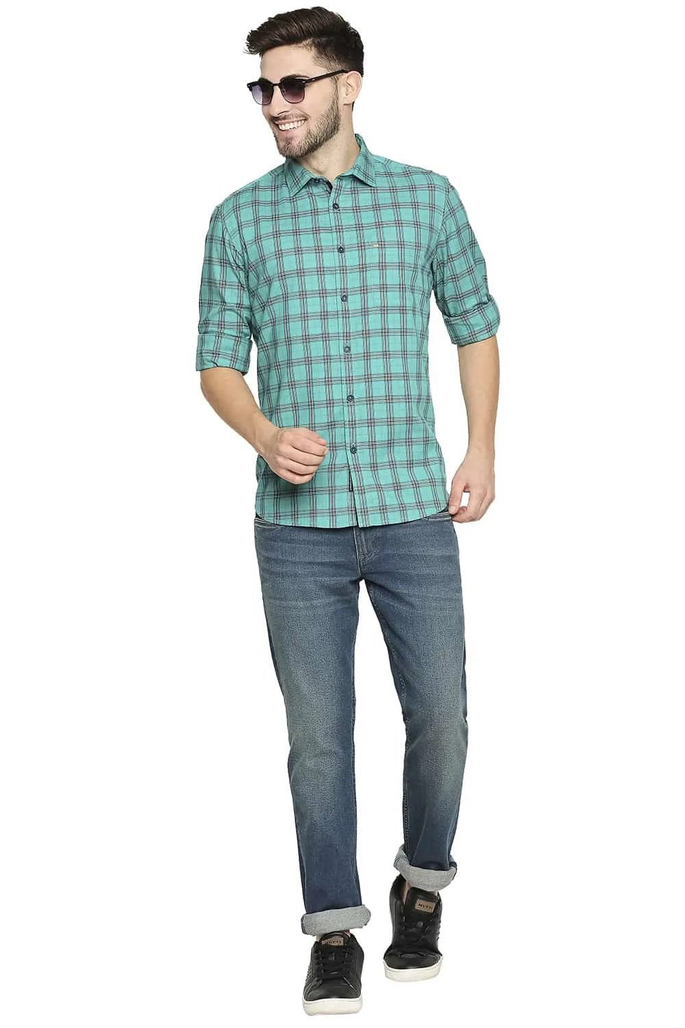 Slim Fit Twill Checks Shirt