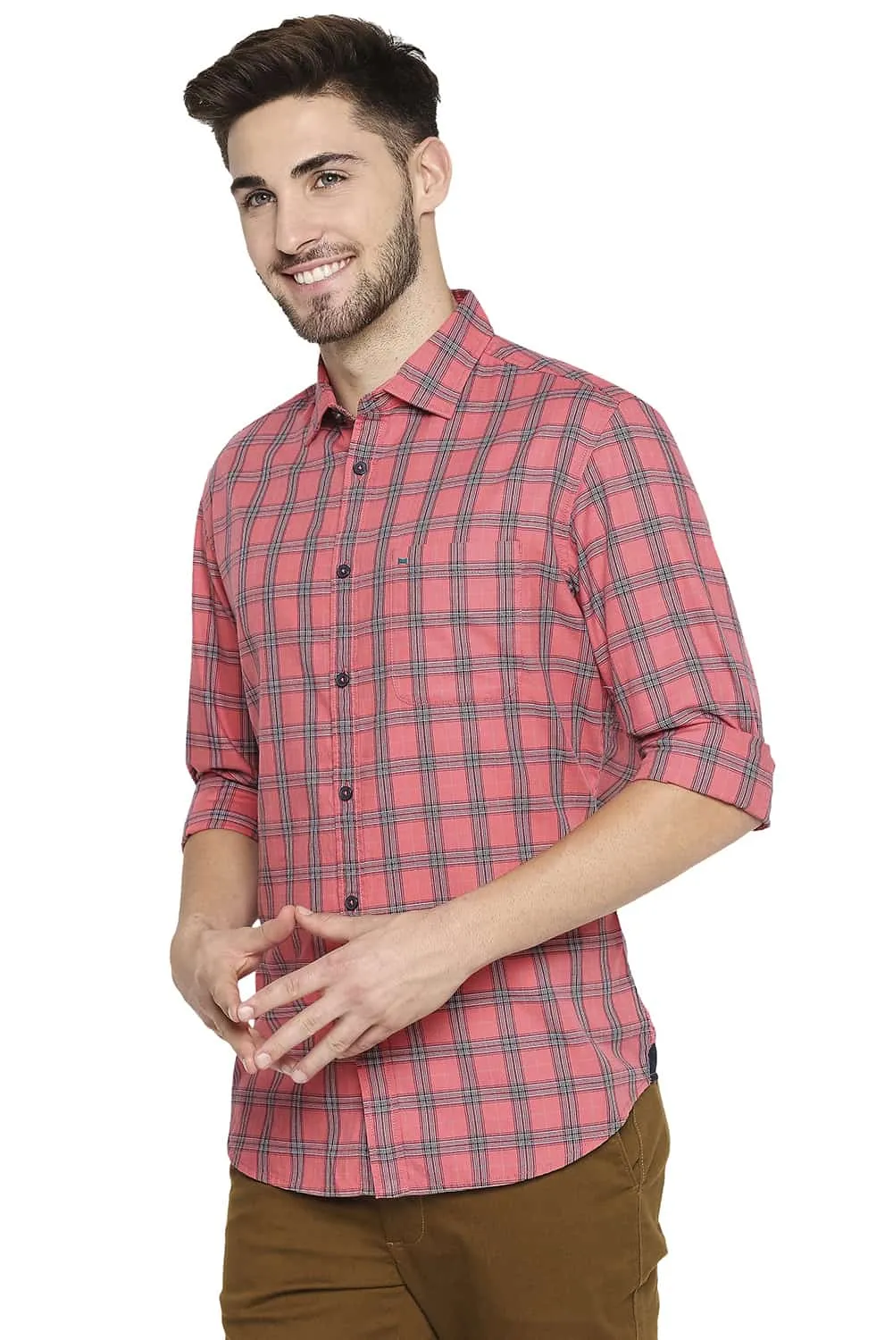 Slim Fit Twill Checks Shirt