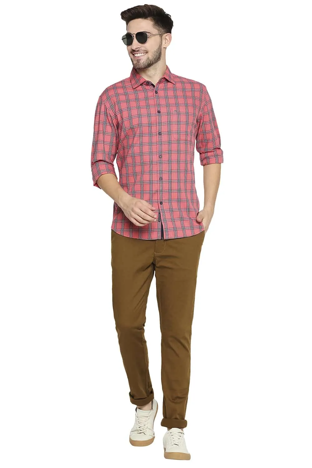 Slim Fit Twill Checks Shirt
